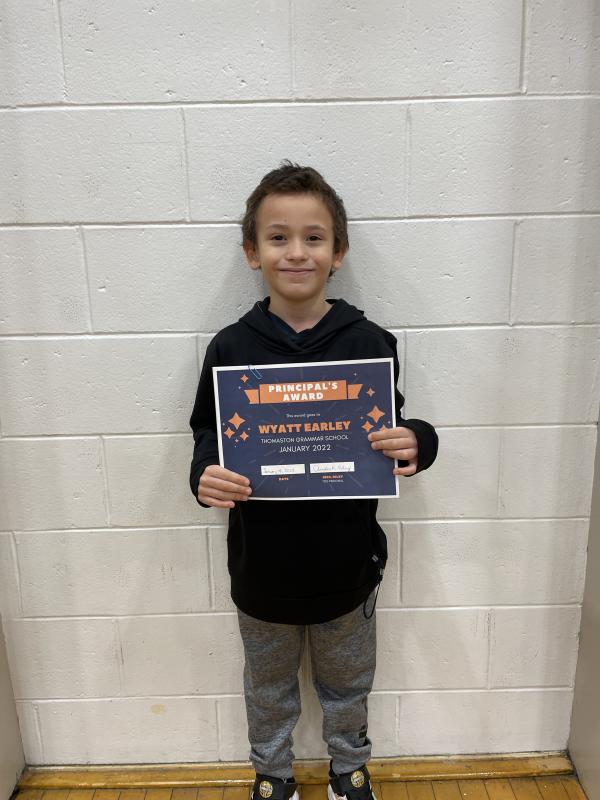 Wyatt Earley, Grade 3. (Photo courtesy Thomaston Grammar School)