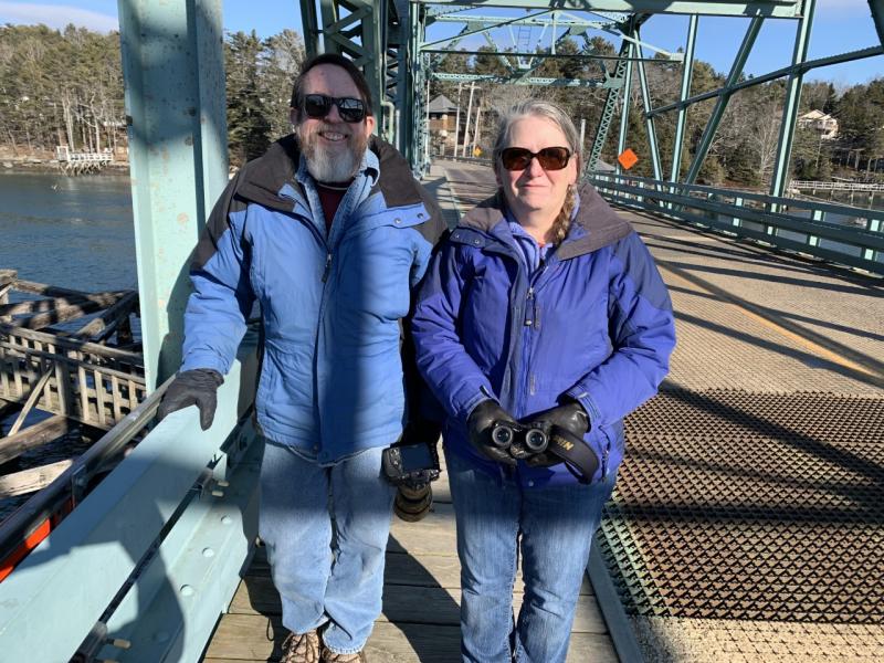 Ken and Michelle Beckley of upstate New York were among hundreds of bird enthusiasts who visited the Boothbay region this month to see the rare Steller’s sea eagle which is native to eastern Russia, Siberia, China, Japan and Korea. BILL PEARSON/Boothbay Register