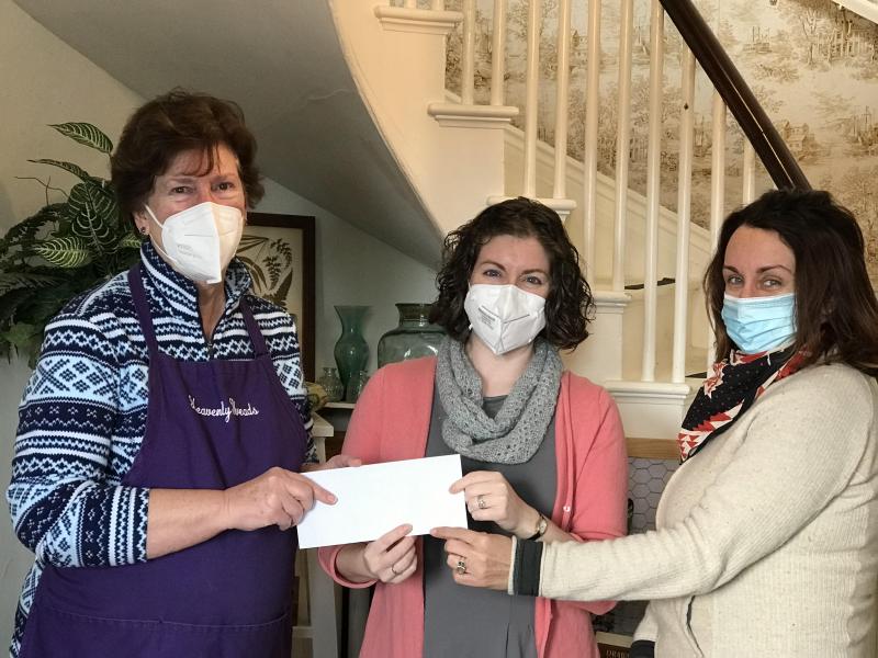 L to R: Deborah Endl, Chairman Outreach Committee; Meredith Batley, Knox County Health Clinic; Theresa Mastricolo, Mid-Coast Recovery Coalition. (Photo courtesy Heavenly Threads Thrift Shop)