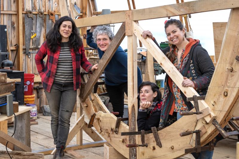 The four apprentice alumna who are currently leading the ‘Shop. From left to right: Nina Noah, Isabella Feracci, Emily Dueñas Cornell du Houx, and Rachel Davis. (Photo by Christine Cannella)