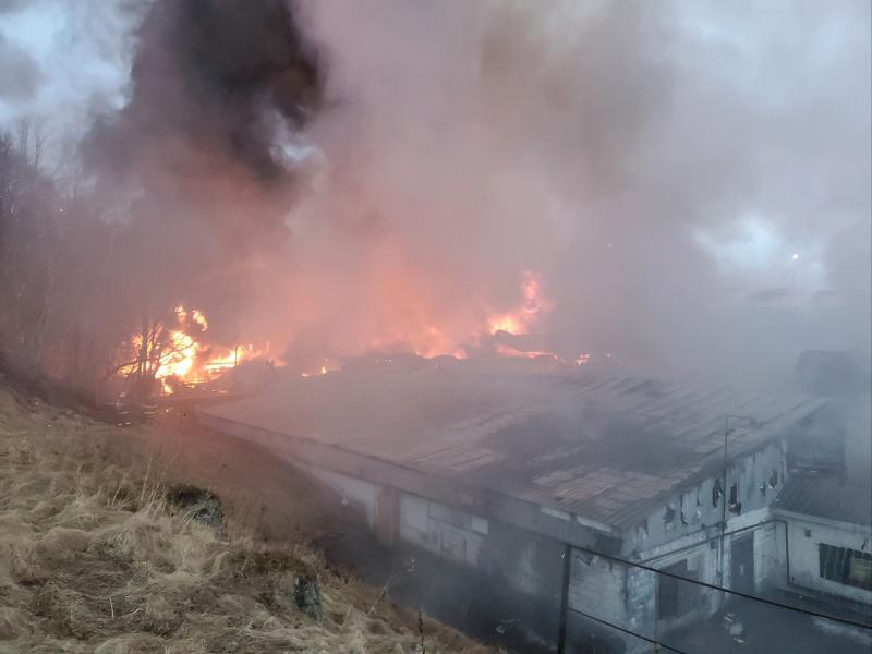 Firefighters have been battling a blaze at Penobscot McCrum in Belfast since 2 a.m. (Photo courtesy Camden Fire Department)