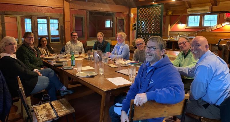 Lisa Dresser, Sarah Ruef-Lindquist, Ann Marie Almeida, Abe Dugal, Heidi Karod, Cindy Allen, Peter Lindquist, Reggie Groff, Mark Bergelin and J.P.Fecteau, closest to the camera. (Photo courtesy Peter Lindquist)