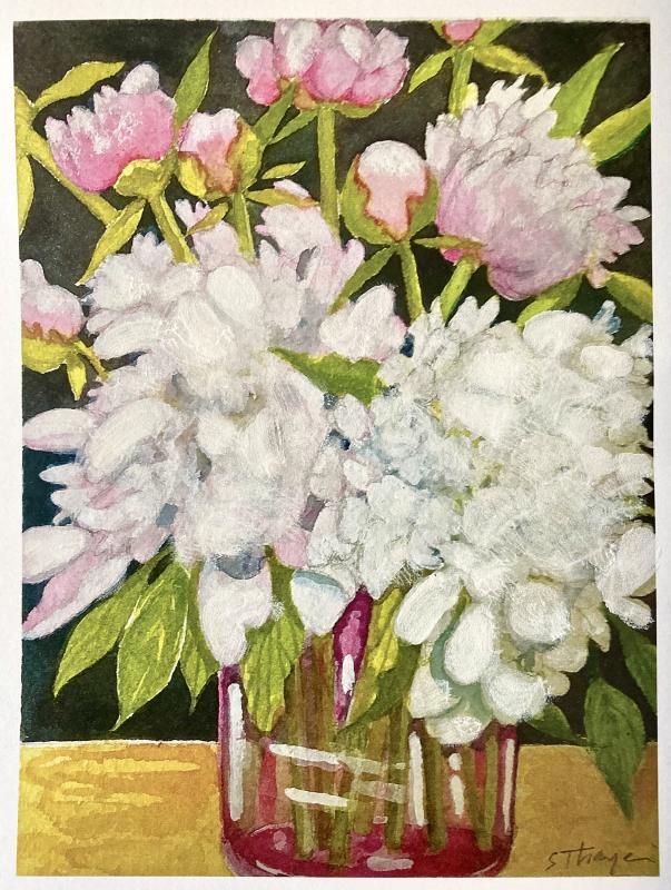 “Peonies For Trish” - watercolor - Suzi Thayer. Courtesy of Trish Harrison Suzi Thayer/SThayerART