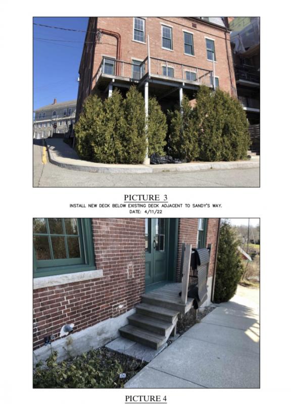 The proposed deck, which is to provide seating for the ice cream shop, is to be built below the existing deck of Nina June Restaurant.