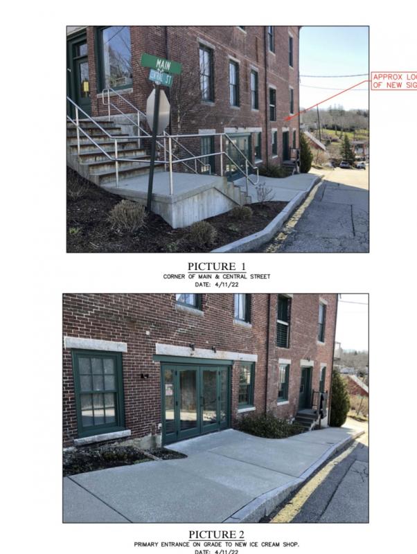 The proposed entrance to Freya’s Ice Cream LLC on the corner of Central and Main streets in Rockport.