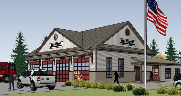 Rendering by 2A Architects of a proposed fire station on the corner of Route 17 and Route 90 in Rockport. Source: Town of Rockport