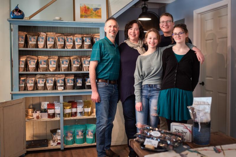 The Stubbs family inside the shop. Photo courtesy Carly Zaniboni