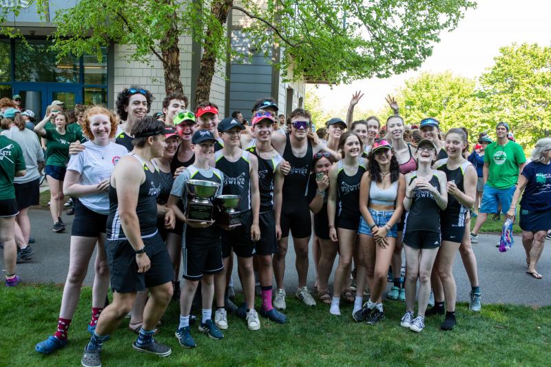 The Megunticook Rowing team with trophies. (Photo courtesy Allison Langley)