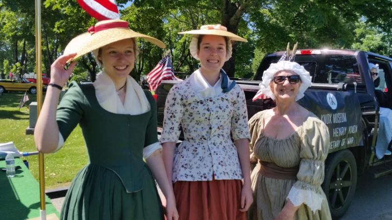 Friends of the Knox Museum in Thomaston wore Revolutionary War attire as they celebrated the return of Thomaston’s Fourth of July celebration after a two-year hiatus. (Photo by Sarah Shepherd)