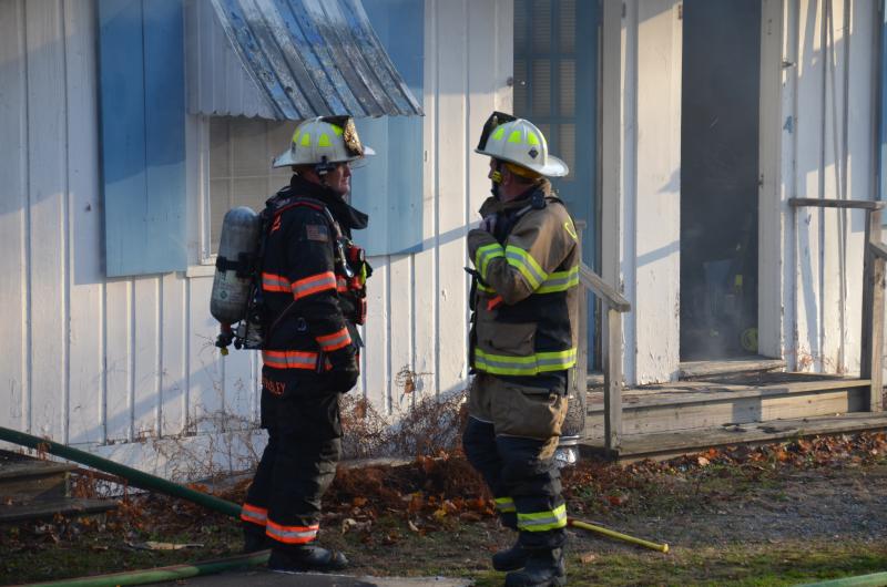 Rockport Fire Chief Jason Peasley and Camden Fire Chief Chris Farley. (Photo by Lynda Clancy)
