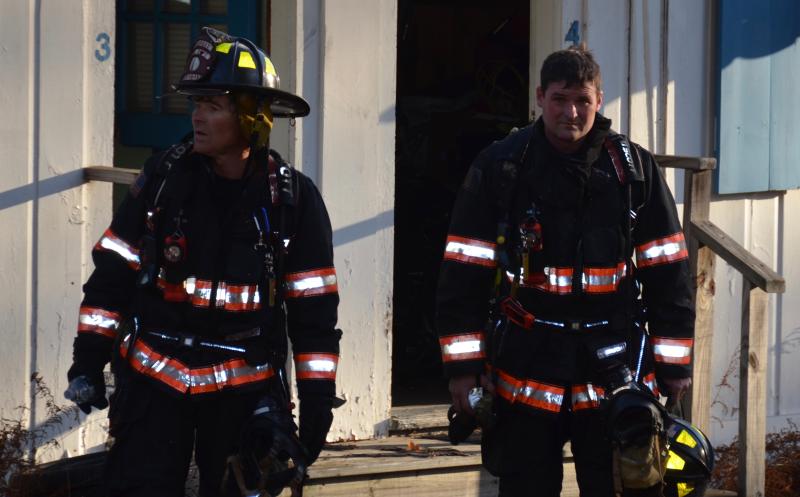 Rockport Fire Dept. Lieutenant Gregory Rollins, Interior Firefighter Levi Rollins. (Photo by Lynda Clancy)