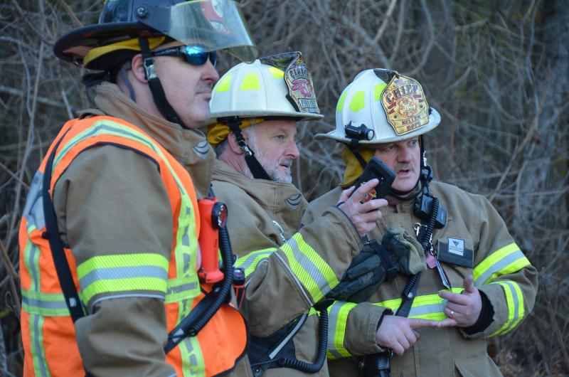 Camden Safety Officer Ed Boylan, Camden Fire Chief Chris Farley and Hope Fire Chief Clarence Keller. (Photo by Lynda Clancy)