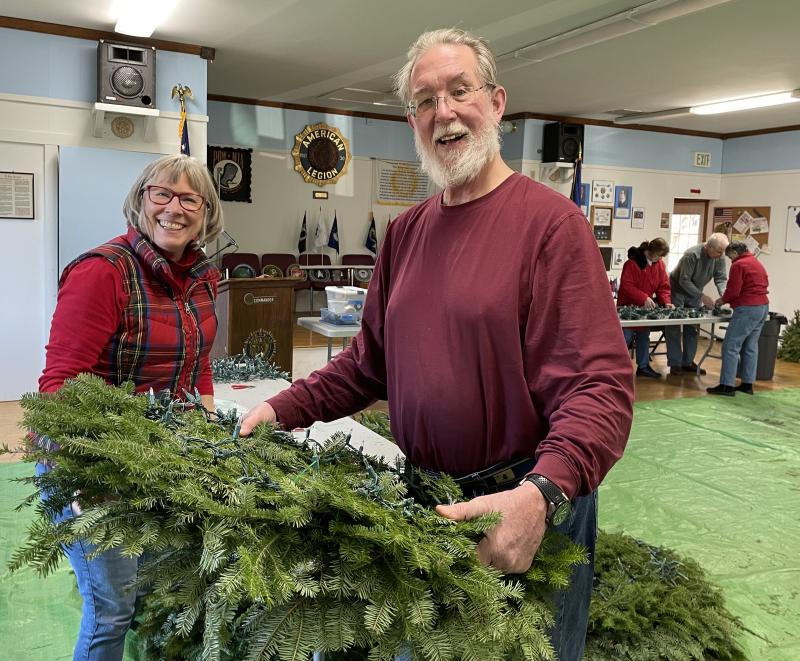 The American Legion is home base for wreath assembly for Camden Garden Club. (Photo courtesy Camden Garden Club)
