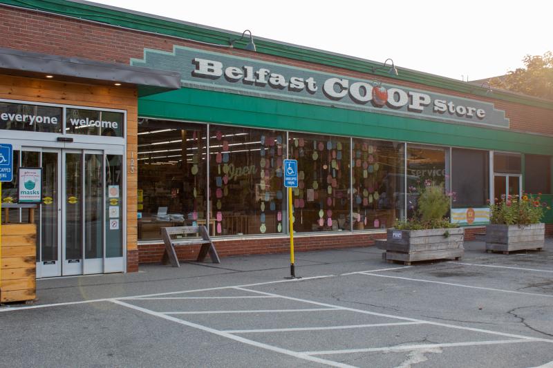 Belfast Community Co-op, storefront September 2022 Belfast Community Co-op early morning September 2022