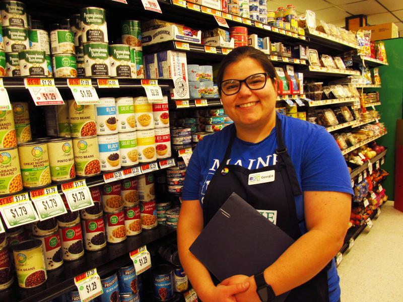 Georgia Parker, M. Ed, a MaineHealth | SNAP Ed- Nutrition Education Coordinator walks us through the aisles of Wentworth Family Grocery to talk about smart tips for meal planning. Photo by Kay Stephens