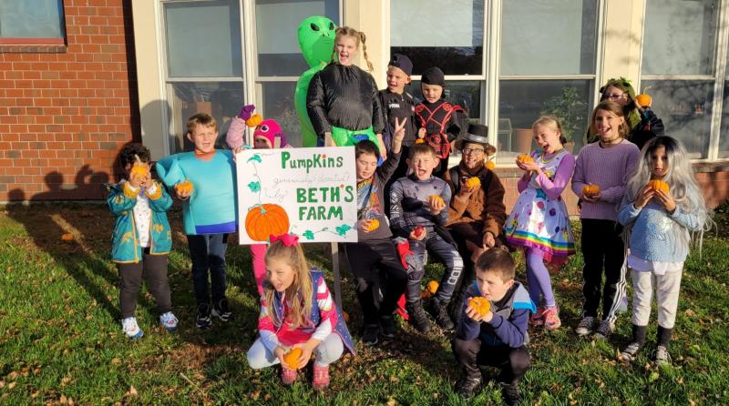 Classes visited the Pumpkin patch throughout the day to choose their pumpkins. (Photo courtesy South School)