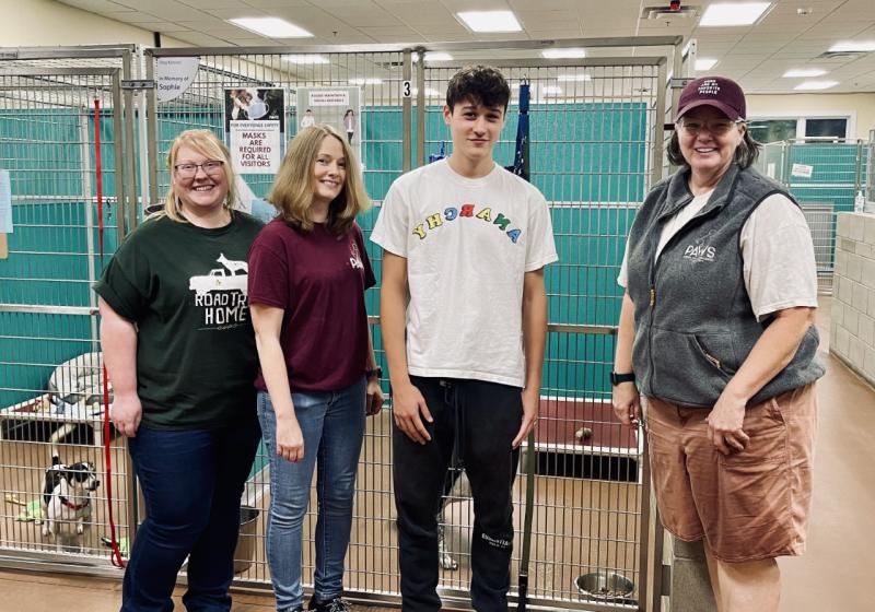 Meghan Austin and Stephanie Smith co-directors at PAWS, with Finn Bennett and Shelly Butler, PAWS executive director. (Photo courtesy Rachael Bennett)