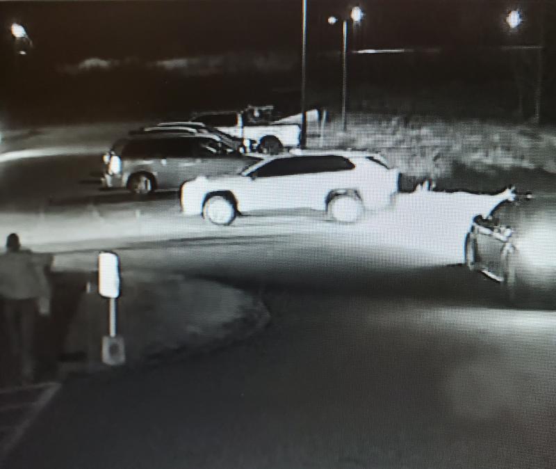 A video still of the vehicle in question driving around the Belfast YMCA Dec. 2. Photo courtesy of Belfast Police.