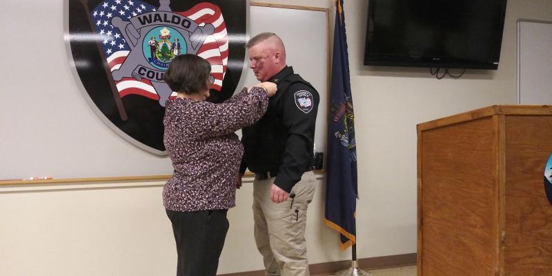 Chief Deputy Curtis is formally pinned. (photo by Erica Thoms)