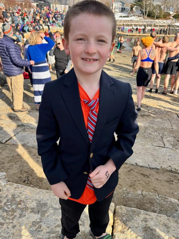 Callan Farrell, 7, won the prize for being the youngest Polar Plunge contestant. Photo courtesy Ali Farrell