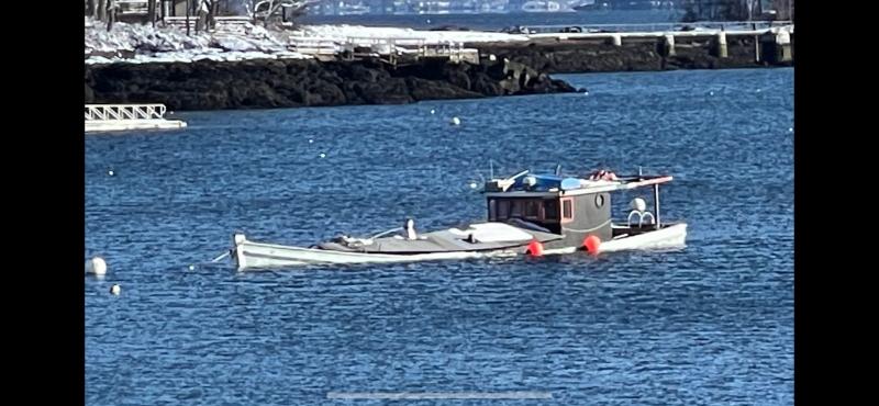 The ‘Flying Pigs’, very low in the water Saturday, Jan. 22. (Photo courtesy Camden Police Dept., Camden Harbor Master)