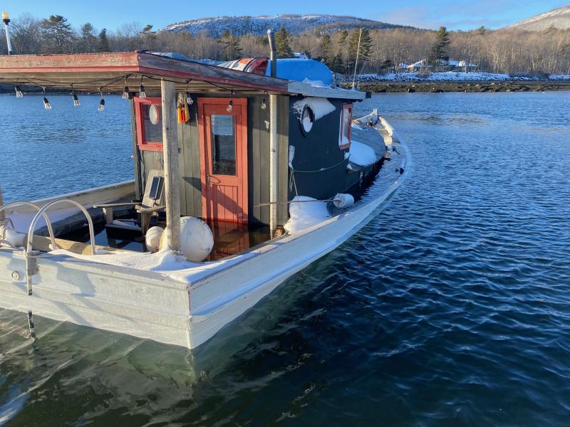 Pumping and raising the stern of the vessel on Jan. 23. (Photo courtesy Camden Harbor Master)