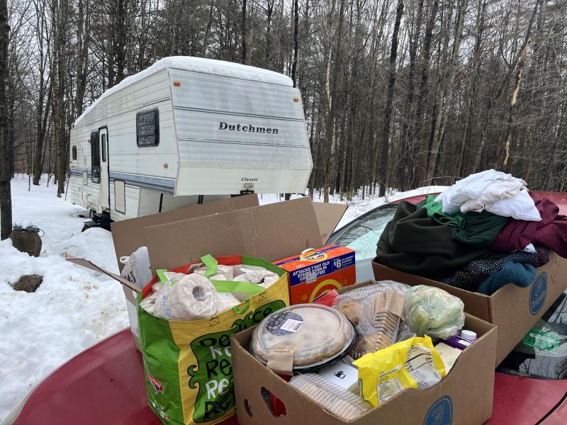A project is bringing supplies to Midcoast families who are temporarily living in campers, hoping to find permanent housing. (Photo courtesy Jessica Breithaupt)