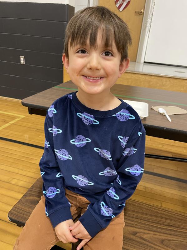 Milo Fisher sports school colors on Friday. (Photo courtesy Thomaston Grammar School)