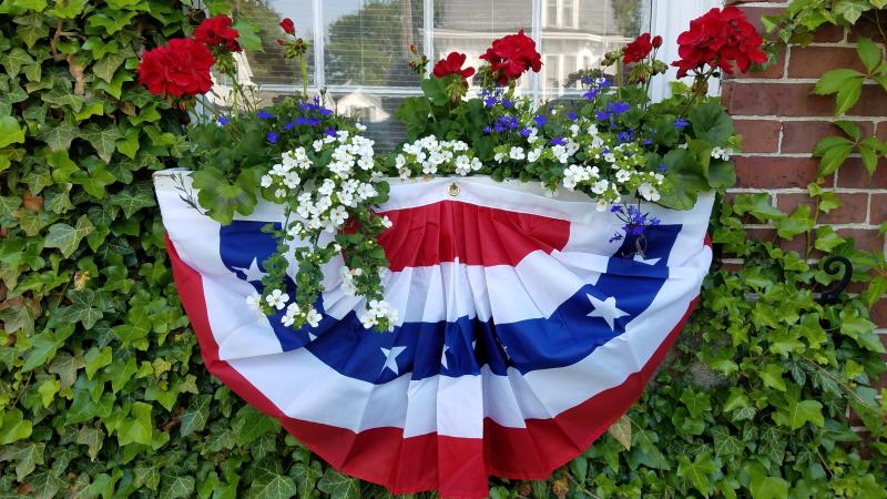 The Long Funeral Home, with bunting. (Photo courtesy Long Funeral Home)