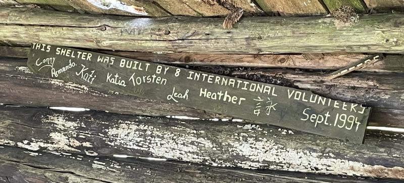 Signatures of the builders. (Photo by Ed O’Brien) Shelter