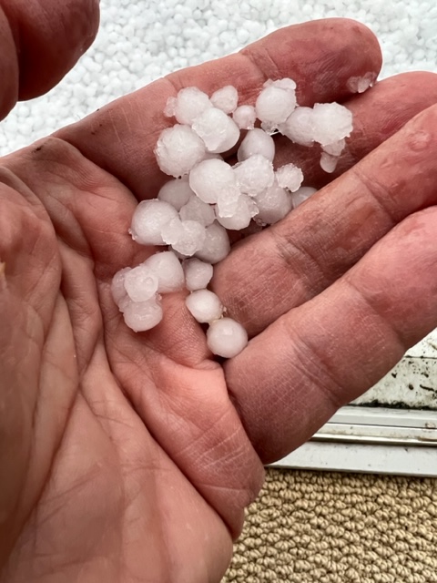 Walter Curchack, of Camden, captured a picture of the hail that made the ground into a winter scene Thursday.