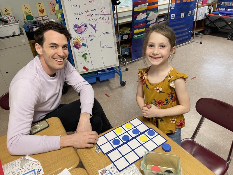 Elias and Phoebe Edwards-Jenks enjoy a round of Kapow. (Photo courtesy Thomaston Grammar School)