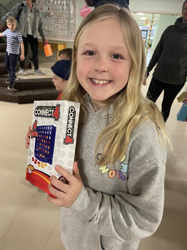 Haylee Brooks is a lucky raffle winner! (Photo courtesy Thomaston Grammar School)