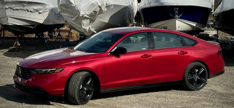 Longer, sleeker, quicker and more refined: For 2023 the Honda Accord has become something of a performance sedan, especially the Hybrid Sport model shown here in Radiant Red. At less than $34,000, it’s a bargain.