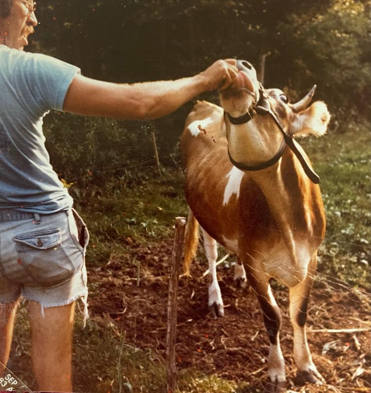 A man and his best girl. Wally O’Brien and Daisy in 1983. (Photo by Diane O’Brien) Cow