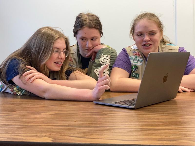 Harmony, Lorelei, and Morgan. (Photo courtesy Girl Scouts of Maine)