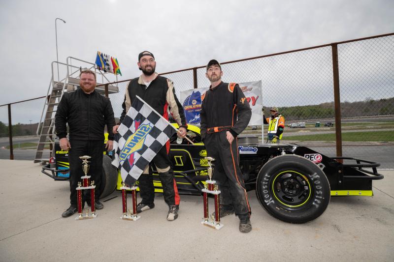 Modified Victory Lane: From left - Nick Reno, Ryan Ripley & Scott Trask. Steve Girard/SGirardPhotography