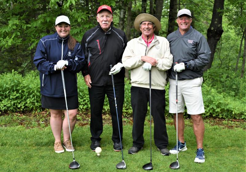 Team Camden National Bank took home first prize at the June 3 Belfast Rotary Club golf tournament.
The foursome (left to right) are Kelsey Richards, Terry Whitney, Don Pendergast and Paul Doody. (Photo courtesy Belfast Rotary Club)