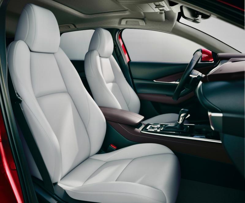 The CX-30 Premium Plus cabin is warm and inviting, trimmed out to look and feel more yacht-club than the sticker price might indicate.