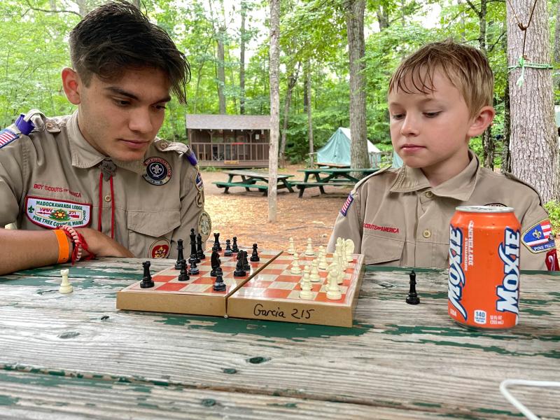 Harrison Garcia and Zavier Mason enjoy a game of chess. (Photo courtesy Jared Todd)