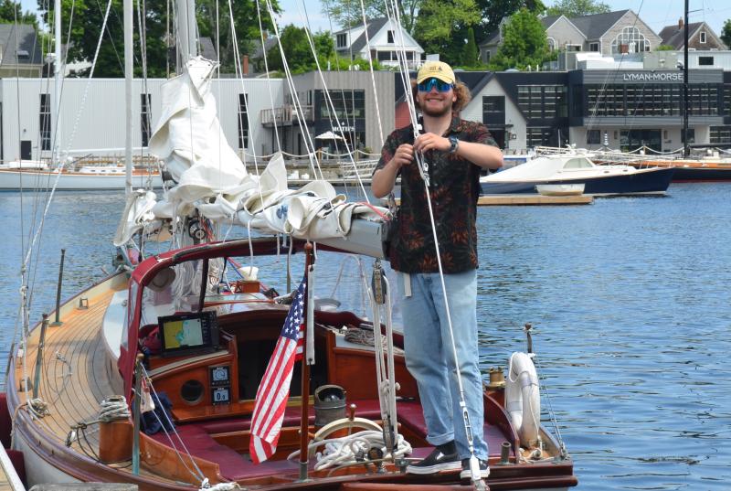 Capt. Wilson McKay gets the Owl ready for an afternoon sail on Penobscot Bay. (Photo by Lynda Clancy)