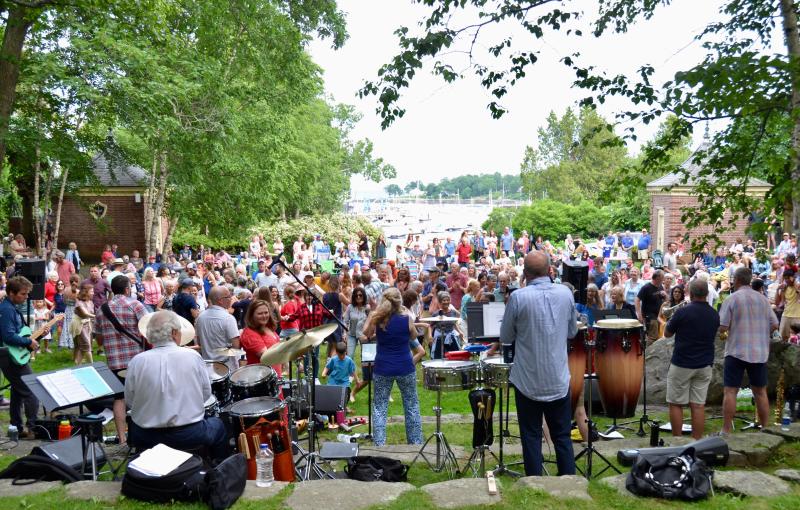 As the sun lowered on July 4, Camden Library Amphitheatre was alive with music and people happy to be outside after six weeks of steady dreary weather. Summer suddenly arrived on Independence Day winding down a long holiday weekend. (Photo by Lynda Clancy)