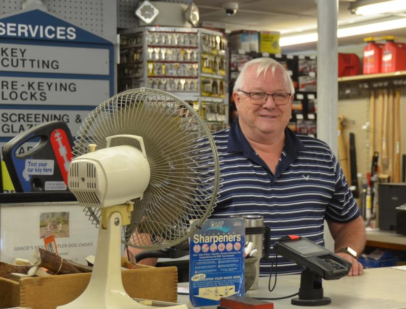 Dana Kennedy behind the counter at Rankin’s Hardware and Supply. (Photo by Lynda Clancy)