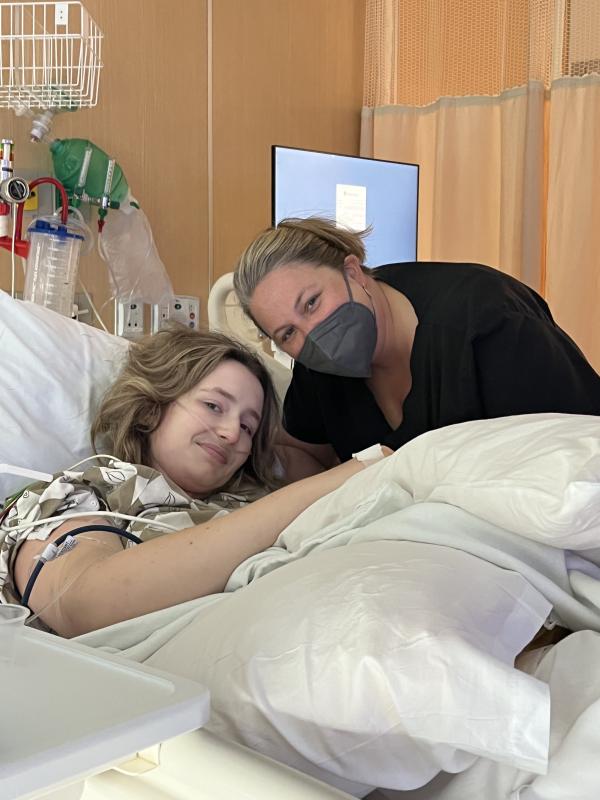 Paige Smith and Maine Medical Center vascular surgeon Elizabeth Blazick, at Maine Med in 2022. (Photo courtesy Paige Smith)