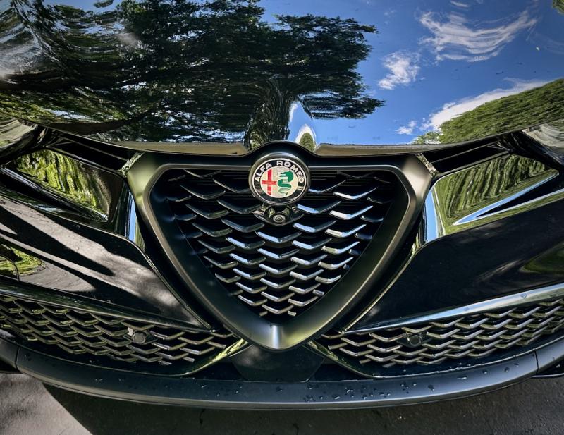 This is the Tonale EAWD’s best feature—a sculpted prow adorned with Alfa Romeo’s hallowed badge, borrowed from the coat of arms of the House of Sforza, the hereditary dukes of Milan.