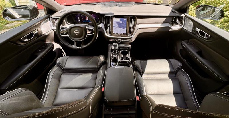 The S60 Recharge’s cockpit is wonderfully comfortable, but it is not without annoyances, chiefly the inscrutable infotainment & control system and the rotary on-off ignition switch. Long-term users, aka owners, will adapt. The front seats have fixed headrests because Volvo engineers know that most of us raise the headrests too far, rendering them less effective.
