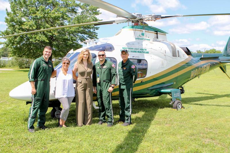 The LifeFlight crew with Paige Smith, July 30. The LifeFlight crew, June 7, 2022
Pilot Andrew John
CommSpec Terri Smith
Nurse Lori Metayer
Paramedic Dave Rudolph
Asset Bangor-based Helicopter
Location: intercept with Northstar EMS to Maine Medical Center (Photo courtesy Beck Butler Photography)