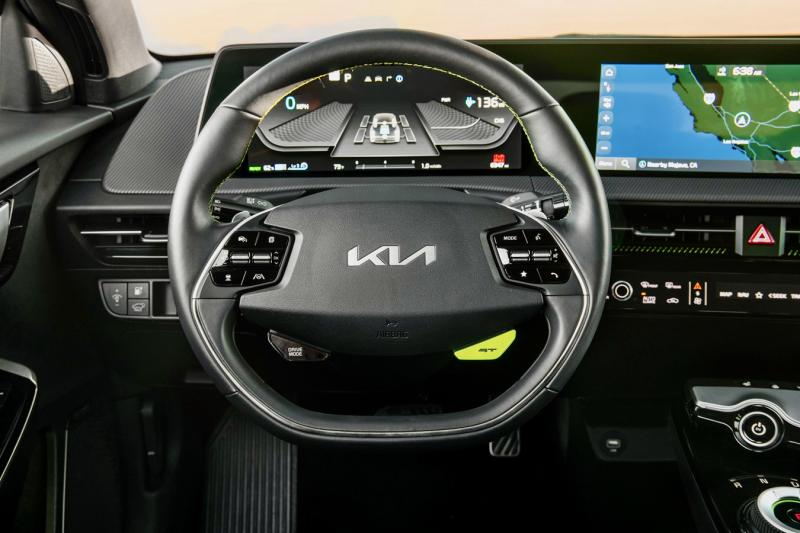 The apparent simplicity of the EV6 GT’s cockpit belies the myriad functions, systems and data available. This is a Modern Era re-think of the automobile.