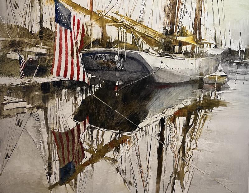 Beth Bathe, Flying Colors, oil on canvas. (Photo courtesy Camden Falls Gallery)