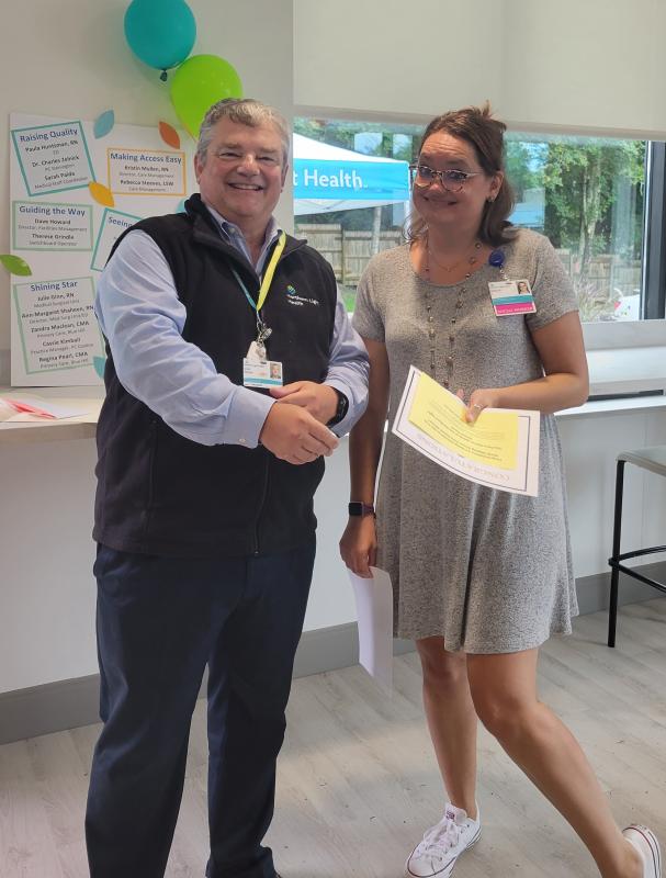 Blue Hill John Ronan, president, and Rebecca Steeves, LSW social worker. (Photo courtesy Northern Light Health)